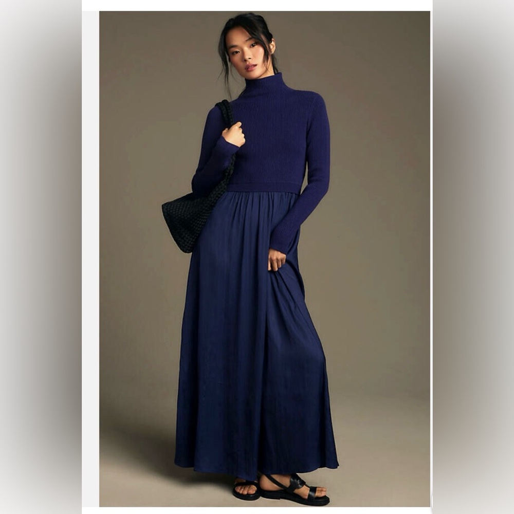 The the Long Sleeve Twofer Maxi Dress